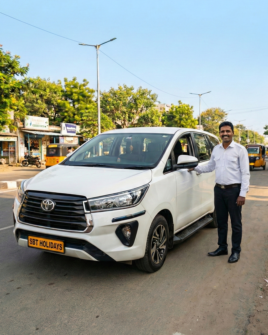 Professional driver with modern vehicle representing SBT Holidays reliable service